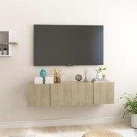 Berkfield Home Hanging TV Cabinets 2 pcs Sonoma Oak 60x30x30 cm in Brown | Size: 60 x 30 x 30 cm
