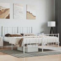 Berkfield Home Metal Bed Frame with Headboard & Footboard White 150x200 cm King Size
