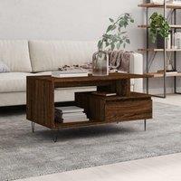 Berkfield Home Coffee Table Brown Oak 90x49x45 cm Engineered Wood | Size: 90 x 49 x 45 cm