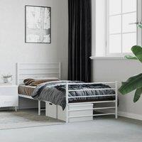 Berkfield Home Metal Bed Frame with Headboard & Footboard White 75x190 cm Small Single
