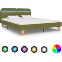 Berkfield Home Bed Frame with LED Green Fabric 150x200 cm King Size