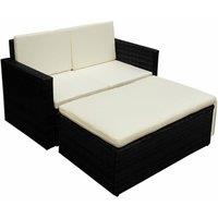 Berkfield Home 2 Piece Garden Lounge Set with Cushions Poly Rattan Black