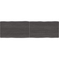 Berkfield Home Table Top Dark Grey 140x40x(2-4) cm Treated Solid Wood Live Edge in Brown