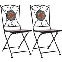 Berkfield Home Mosaic Bistro Chairs 2 pcs Orange/Grey in Orange