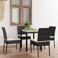 Berkfield Home 5 Piece Outdoor Dining Set with Cushions Poly Rattan Black