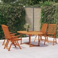 Berkfield Home 5 Piece Garden Dining Set Solid Wood Eucalyptus in Brown