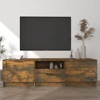 Berkfield Home TV Cabinet Smoked Oak 140x35x40 cm Engineered Wood in Brown | Size: 140 x 35 x 40 cm
