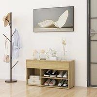 Berkfield Home Shoe Bench Sonoma Oak 80x30x45 cm Engineered Wood in Brown | Size: 80 x 30 x 45 cm