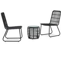 Berkfield Home 3 Piece Bistro Set Poly Rattan Black