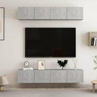 Berkfield Home TV Cabinets 4 pcs Concrete Grey 80x30x30 cm Engineered Wood | Size: 80 x 30 x 30 cm