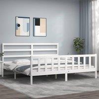 Berkfield Home Bed Frame with Headboard White 200x200 cm Solid Wood
