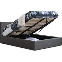 Modernique Fabric Ottoman Storage Bed with High Headboard, Gas Lift Up Base in Grey | Size: Double