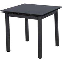 Modernique Tempered Glass Extending Small Dining Table 80 cm to 130 cm in Black