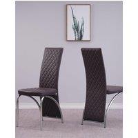 Modernique Set of 4 High Back Faux Leather Dining Chairs with Chrome Frame in Brown