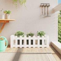 Berkfield Home Garden Raised Bed with Fence Design White 100x30x30 cm Solid Wood Pine | Size: 100 x 30 x 30 cm