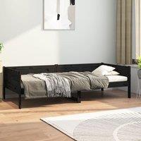 Berkfield Home Day Bed Black Solid Wood Pine 90x190 cm