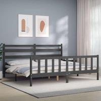 Berkfield Home Bed Frame with Headboard Grey 200x200 cm Solid Wood