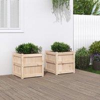 Berkfield Home Garden Planters 2 pcs Solid Wood Pine in Brown
