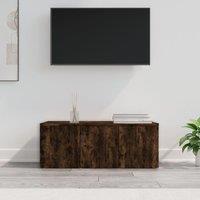 Berkfield Home TV Cabinet Smoked Oak 80x34x30 cm Engineered Wood in Brown | Size: 80 x 34 x 30 cm