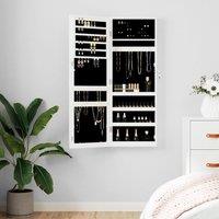 Berkfield Home Mirror Jewellery Cabinet Wall Mounted White 37.5x10x106 cm