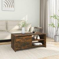 Berkfield Home Coffee Table Smoked Oak 102x50x45 cm Engineered Wood in Brown | Size: 102 x 50 x 45 cm