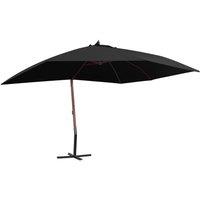 Berkfield Home Hanging Parasol with Wooden Pole 400x300 cm Black