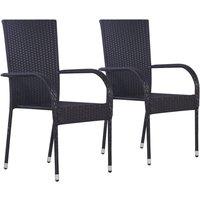 Berkfield Home Stackable Outdoor Chairs 2 pcs Poly Rattan Black