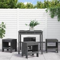 Berkfield Home 5 Piece Garden Dining Set Grey Solid Wood Pine