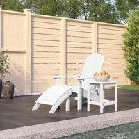 Berkfield Home Garden Adirondack Chair with Footstool & Table HDPE White