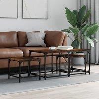 Berkfield Home Nesting Coffee Tables 3 pcs Smoked Oak Engineered Wood in Brown