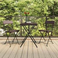 Berkfield Home 3 Piece Folding Bistro Set Brown Poly Rattan