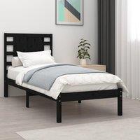 Berkfield Home Bed Frame Black Solid Wood Pine 100x200 cm