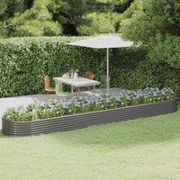 Berkfield Home Garden Raised Bed Powder-coated Steel 507x100x36 cm Grey | Size: 507 x 100 x 36 cm