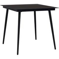 Berkfield Home Garden Dining Table Black 80x80x74 cm Steel & Glass | Size: 80 x 80 x 74 cm