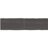 Berkfield Home Table Top Dark Grey 160x40x(2-4) cm Treated Solid Wood Live Edge in Brown