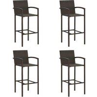 Berkfield Home Bar Stools 4 pcs Brown Poly Rattan
