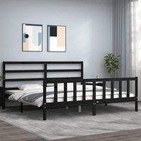 Berkfield Home Bed Frame with Headboard Black 200x200 cm Solid Wood