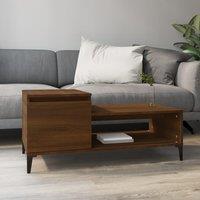 Berkfield Home Coffee Table Brown Oak 100x50x45 cm Engineered Wood | Size: 100 x 50 x 45 cm