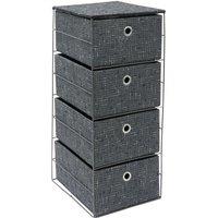 JVL Shadow 4 Drawer Wide Fabric Storage Tower in Grey