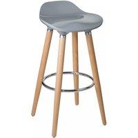 Orsina Grey Bar Stool, Space-Saving Kitchen Stool, Easy to Clean Breakfast Bar Stool, Footrest Support Bar Stool in Silver