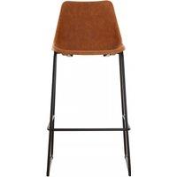 Orsina Elevated & Comfortable Bar Stool With Black Legs, Sleek Kitchen Stool, Stable Contemporary Bar Stool in Orange