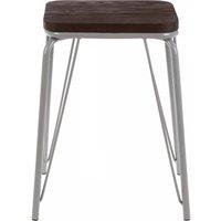 Orsina Sturdy & Reliable Metal & Elm Small Wood Stool, Small Square Stool, Accent Wooden Stool for Home in Grey