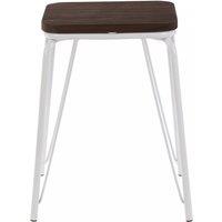 Orsina Sturdy & Reliable Metal & Elm Small Wood Stool, Small Square Stool, Accent Wooden Stool for Home in White