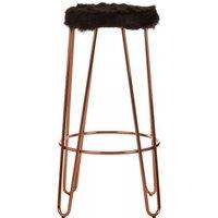 Orsina Versatile Chrome & Faux Fur Bar Stool, Hairpin Round Stool, Plush Stool for Kitchen Counter in Rose Gold