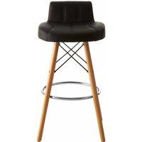 Orsina Leather Effect Seat Bar Stool, Comfortable Seating Faux Leather Bar Stool, Space-Saver Kitchen Stool in Black