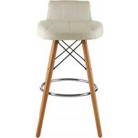 Orsina Leather Effect Seat Bar Stool, Comfortable Seating Faux Leather Bar Stool, Space-Saver Kitchen Stool in Cream