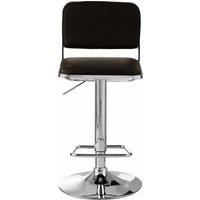 Orsina Light Grey Seat & Chrome Base Bar Stool, Adjustable Height Kitchen Bar Stool, Footrest Swivel Barstool in Black
