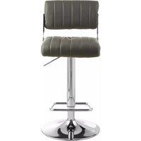Orsina Light Grey Seat & Chrome Base Bar Stool, Adjustable Height Kitchen Bar Stool, Footrest Swivel Barstool
