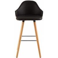 Orsina Black Curved Backrest Bar Stool, Comfortable Seating Faux Leather Bar Stool, Easy to Clean Kitchen Bar Stool