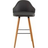 Orsina Black Curved Backrest Bar Stool, Comfortable Seating Faux Leather Bar Stool, Easy to Clean Kitchen Bar Stool in Grey